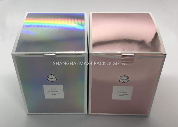 Pink  Folding Cardboard Gift Boxes , Gold Foil Gift Boxes Holographic Advertising Display