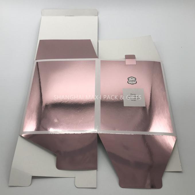 Pink 5×5cosmetic Gold Foil Gift Boxes Laser Filmed Paper Packaging Printing