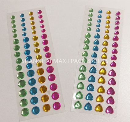 China Customed Gold Red Heart Gem Stickers For Face Body Supply Diamond Acrylic Material supplier