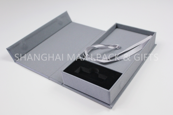 China Custom Size Luxury Necklace Gift Box With Lids Grey Fabric Covered Digital Or Silk Printing supplier