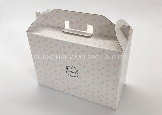 China Recycled Brown / Pink Kraft Paper Storage Boxes Without Lids Logo Printing Die Cut Handle Dessert Packaging supplier