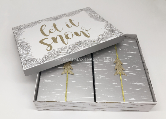 China Oversized Christmas Nested Gift Box With Lids Custom Cardboard Packing Glittered Snowflake supplier