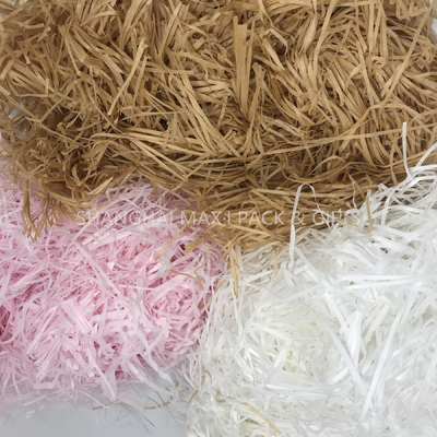 China Christmas Present Wrapping Accessories , White Pink Filling Raffia Coloured Shredded Paper Tissue supplier