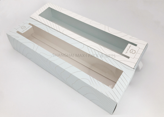 China 5×13×4 / 5x5x5 Branded Gift Boxes , Paper Drawer Style Gift Box With PVC Window Blanket Packaging supplier