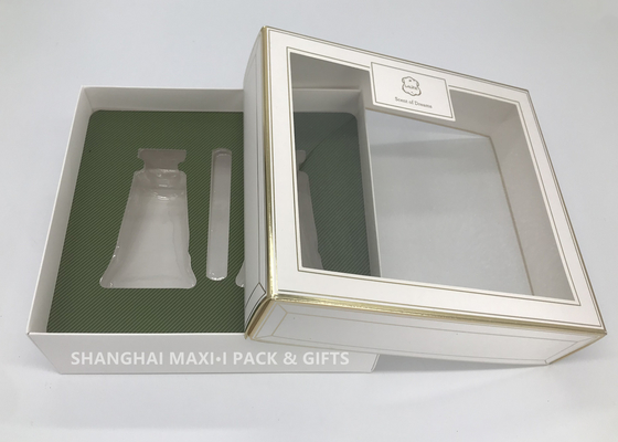 China Fancy Square Cardboard Gift Boxes With Lids Clear Pvc Window Plastic Tray Foldable supplier