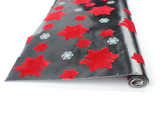 China Factory Directly Wholesale Flocking Snowflake Flower Design Flocked Gift Wrapping Paper Roll supplier