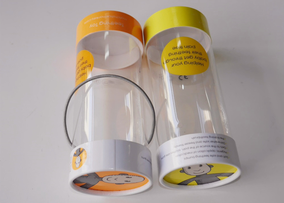 China Small Clear Plastic Presentation Box , Personalised Clear Plastic Cups With Lids String Handle Tube Shape supplier
