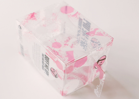 China Fancy Pink Printed Small Pink Storage Boxes Plastic Cosmetic Packaging With Hanger 4 X 4 supplier