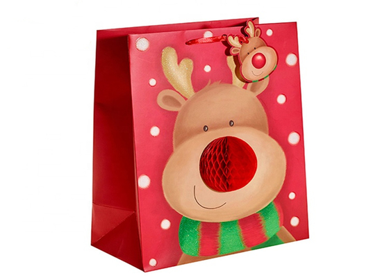 China Custom Design Merry Christmas Xmas Paper Gift Bags With Honeycomb and POP UP attachment supplier
