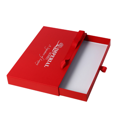China Silver Foil Logo Sliding Drawer Box / Rectangular Packaging Box With Handle supplier