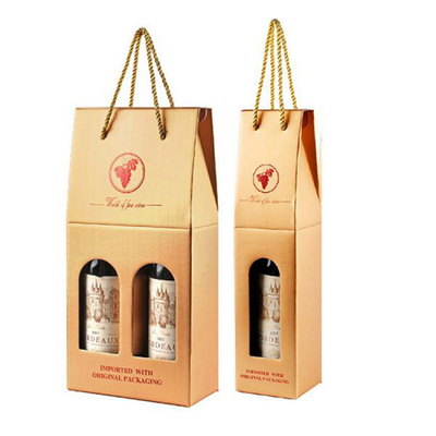 China 750ml Christmas 2 Bottle Kraft Cardboard Wine Box With Hot Stamp LOGO supplier