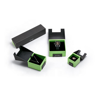 China Green And Black Custom Jewelry Packaging / Special Shape Watch Storage Box supplier
