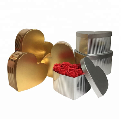 China Gold / Silver Cylinder Chipboard Gift Boxes For Flower Packaging Heart Shaped supplier