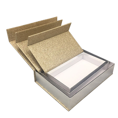 China Luxury Magnetic Xmas Gift Boxes With Lids Gold Glitter Paper Custom Size supplier