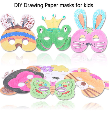 China Kids DIY Festival Party Decorations Paper Mask With Colored Box Packaging supplier
