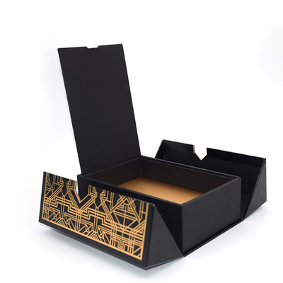 China Folded Magnetic Closure Black Wine Bottle Gift Box / Wine Display Box Packaging For Liquor supplier