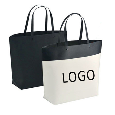 China Customized Logo Printed Gift Bag Bucket Shape Paper Bag With Plastic Handle 250x270x100mm supplier