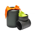 Cylinder Black Paper Packaging Tube With Colorful Ribbon EVA Foam Insert