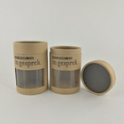 Kraft Round Packaging Box / Brown Cardboard Paper Tube PVC Window Cylinder Box