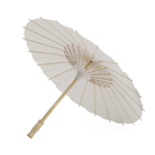 Traditional Handmade Parasol Chinese Paper Umbrella White Color Wood Handle