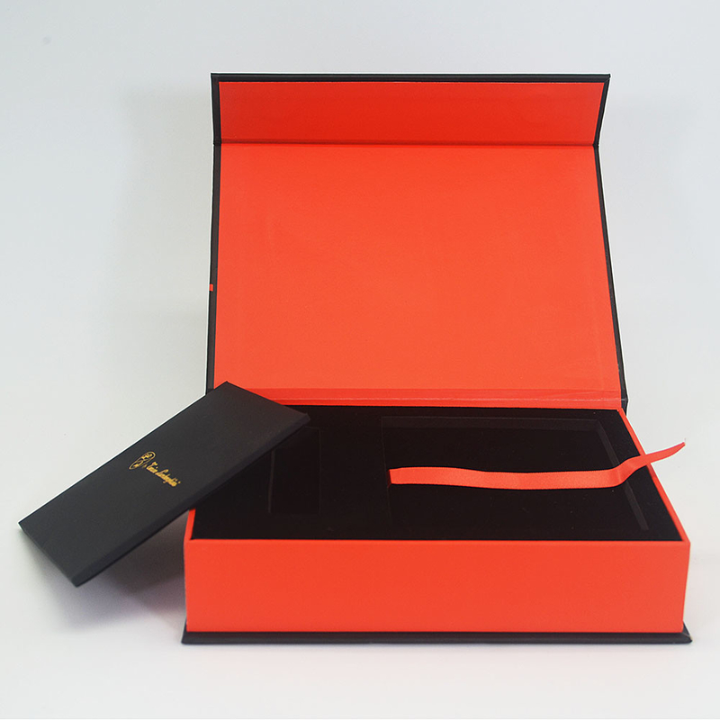 Magnetic Closure Black And Red Cardboard Gift Box For Products , Instructions