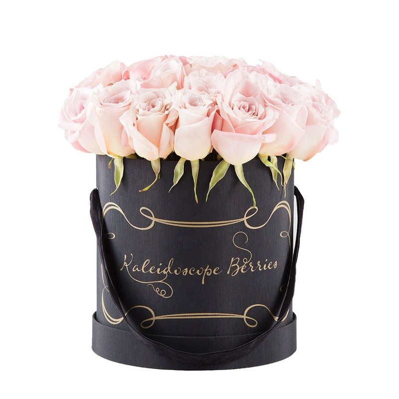 Colorful Customized Luxury Packaging Boxes Round Flower Hat Box With Handle