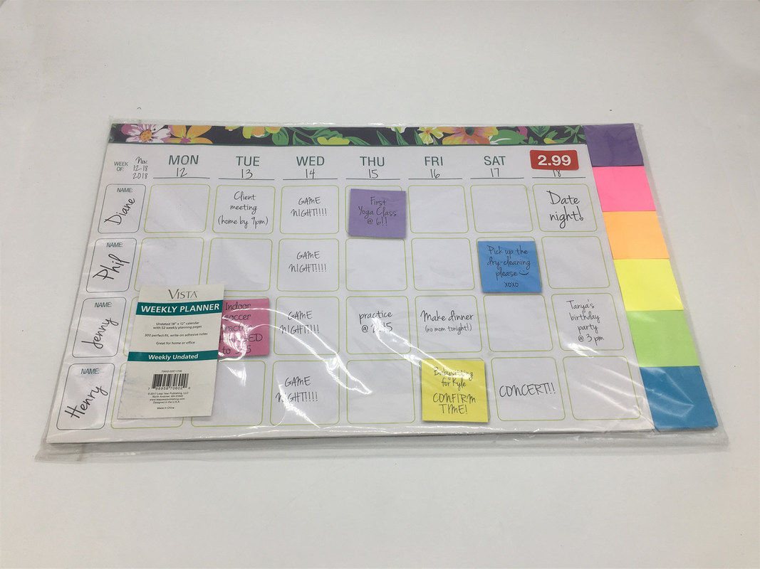 Custom Weekly Sticky Notes / Colorful Block Sticky Notes Jumbo Size