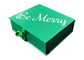 Custom Logo Xmas Gift Boxes , Book Shaped Gift Box Green Glitter Printing 6 X 8 supplier