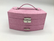 Pink Fabric Fancy Jewelry Box With Lock And Handle Customized Size supplier