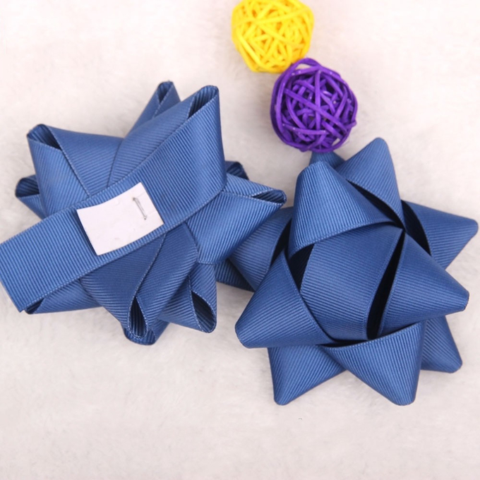 Satin Pull Bow Ribbon Star  Gift Wrapping Decoration Pre Made Solid Blue Color
