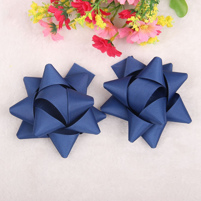Satin Pull Bow Ribbon Star  Gift Wrapping Decoration Pre Made Solid Blue Color