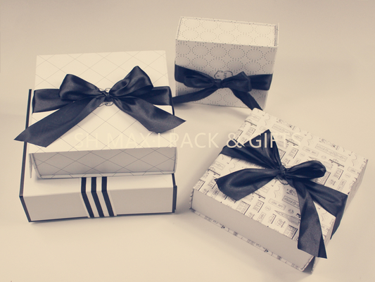 China Foldable Chipboard Gift Box With Ribbon Bow Big Tied , Custom Chipboard Boxes For Crafting supplier