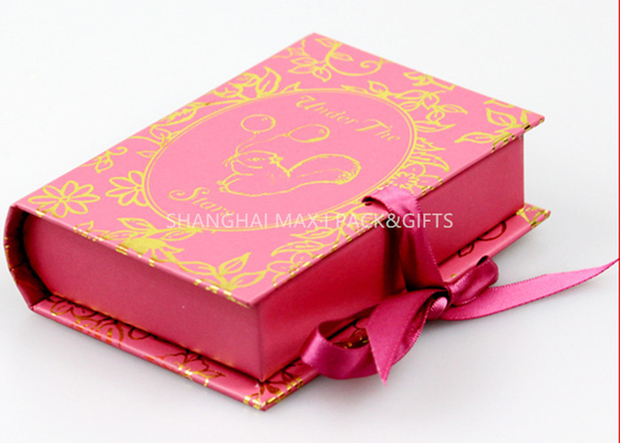 China Book Style Branded Gift Boxes Pink Color Customize paper Unique Socks Packaging supplier