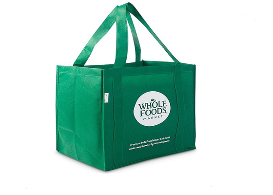 China Small Plain Personalized Non Woven Tote Bags Promotional With Logo Printing Green Black Color supplier