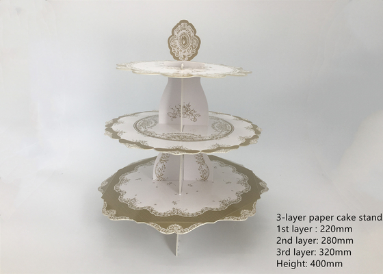 China Party DIY Round  Display Stand / Foldable Three - Layer Paper Cardboard Cake Stand supplier