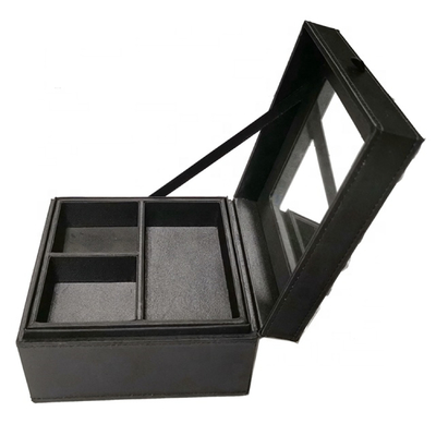 China Handmade Luxury Fancy Jewelry Box With Mirror Black Color Custom Size supplier