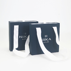 Gifts Candy Chocolate Dark Blue Gift Boxes With White Ribbon Handle Rigid Bag
