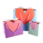 Gifts Recycled Paper Bag With Colorful Handle Two Pieces Heart Shape Label