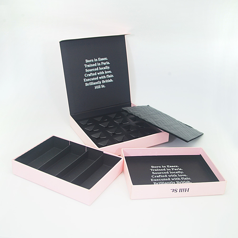 High quality pink cardboard packaging chocolate gift box with divider for valentine's day 4 to 12 pieces set box