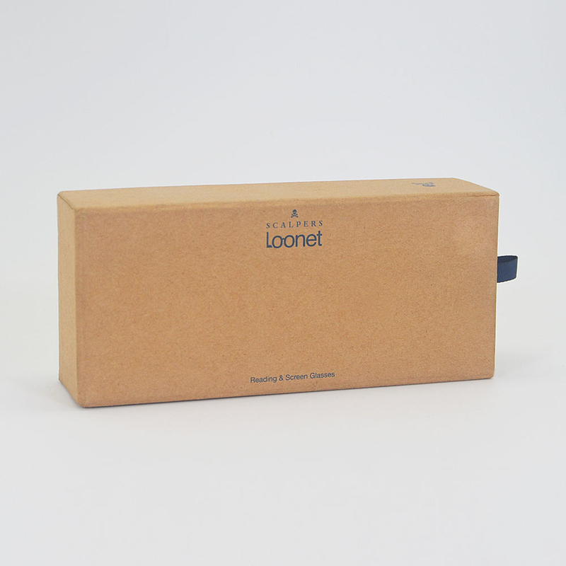 Custom Logo Brown Kraft Sunglasses Packaging Box Luxury Paper Debossed Logo