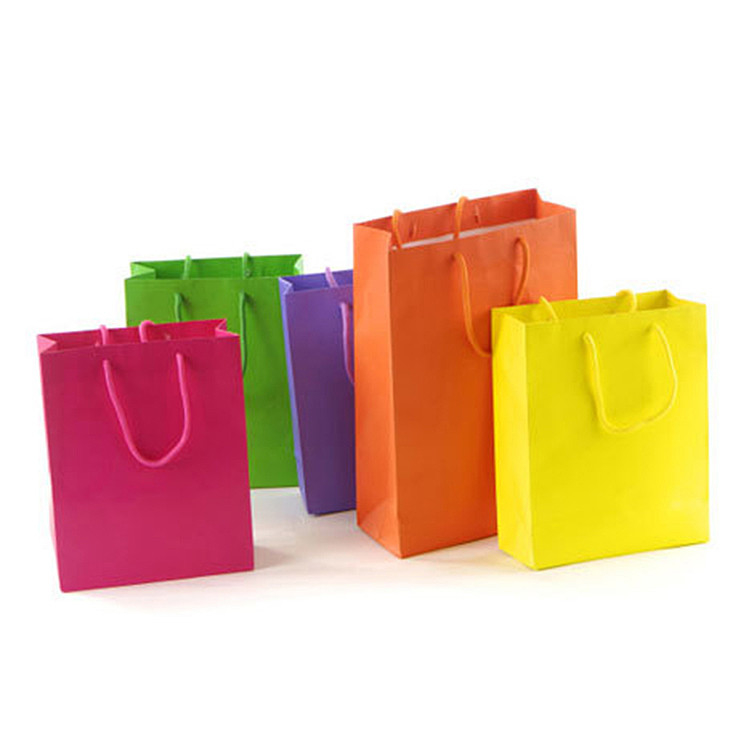 White Brown Kraft Gift Craft Shopping Paper Bag With Handles Custom Printed