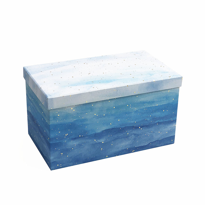 Custom Hot Stamping Luxury Base And Lid Box Blue And Green Cloth Box FSC