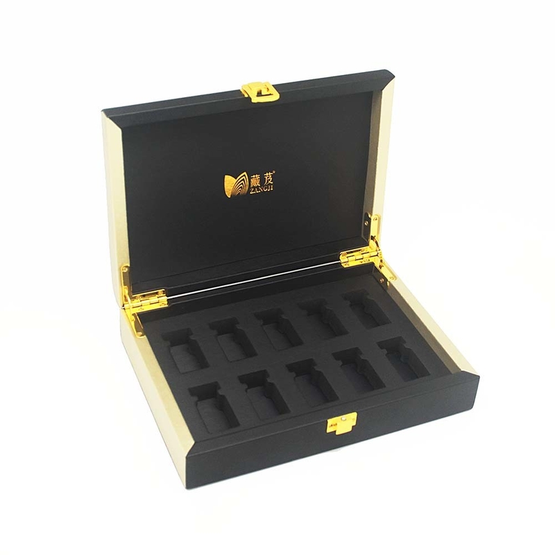 Luxury Black Wooden Box with Velvet Interior for Wine & Liquor and Whisky Storage MDF Premium Package